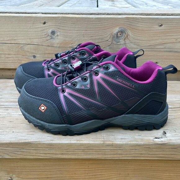Women's MERRELL Fullbench Steel Toe Safety Work Shoes Size 7.5 - Picture 1 of 7